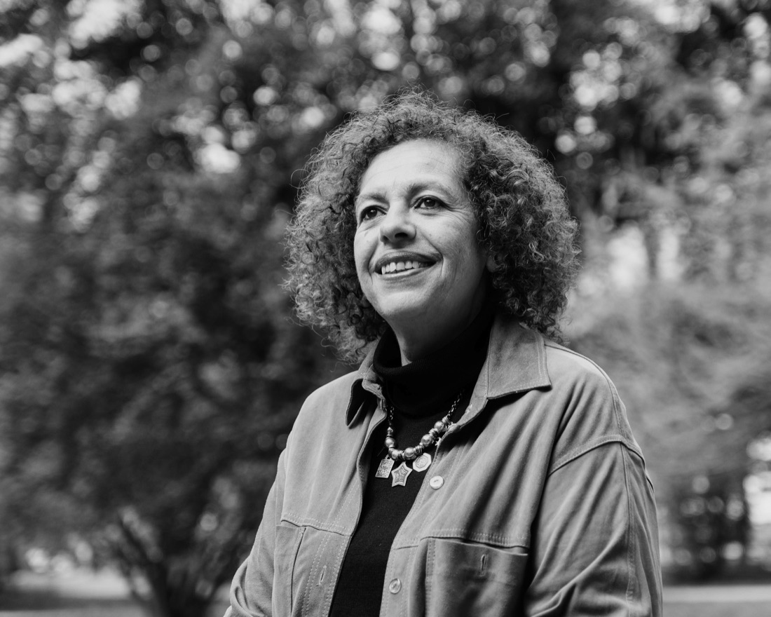 Photographic portrait of Jihan El-Tahri, as printed for the installation.